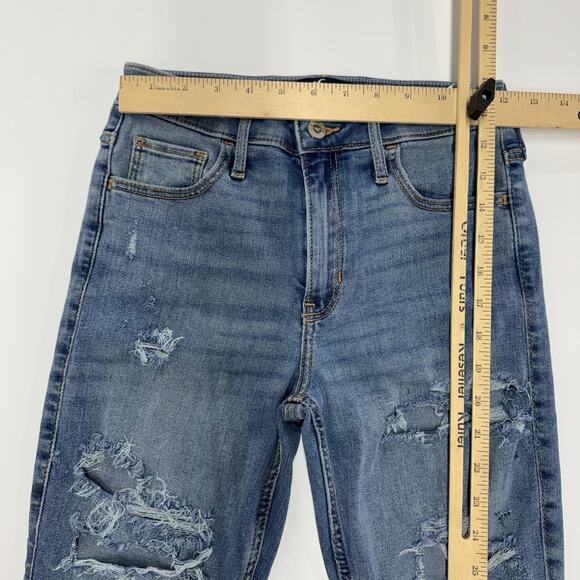 Hollister Jeans Womens 26 Light Wash High-Rise Vintage Flare Distressed Raw Hem - Picture 5 of 7